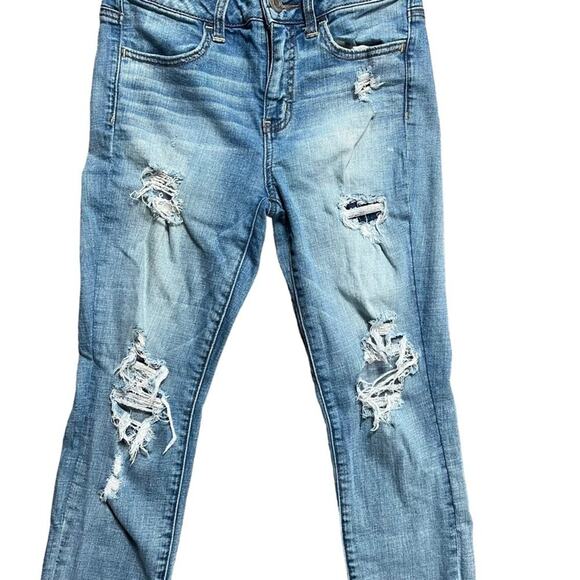 American Eagle Womens Size 4 Hi Rise Distressed Jegging Crop - Picture 3 of 10